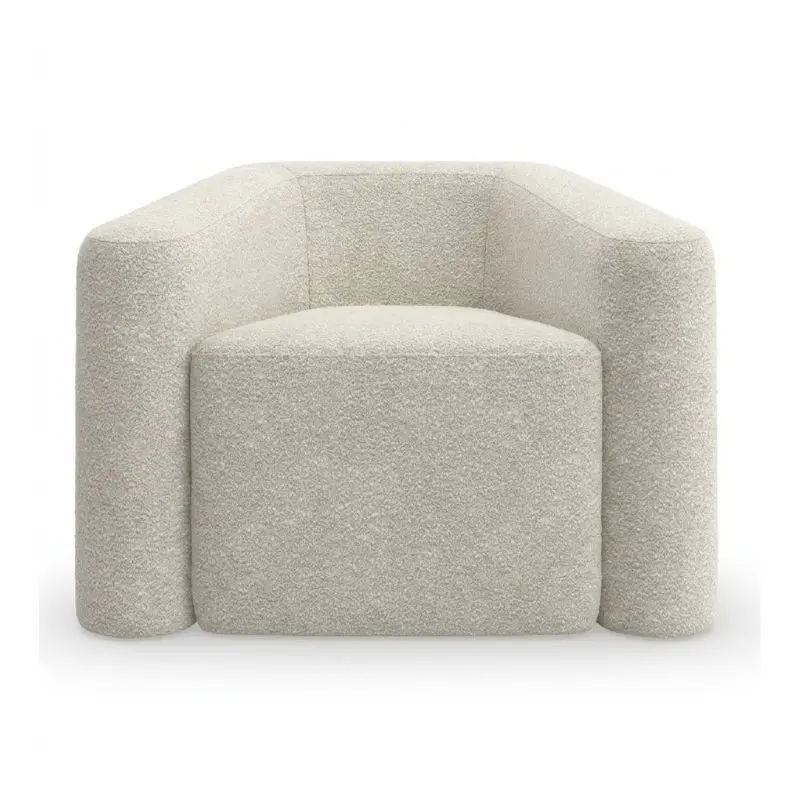 Caracole Kelly Hoppen FAYE 單人沙發,採用圓角幾何造型與 Bouclé 布料設計。 Caracole Kelly Hoppen FAYE 單人沙發,採用圓角幾何造型與 Bouclé 布料設計。