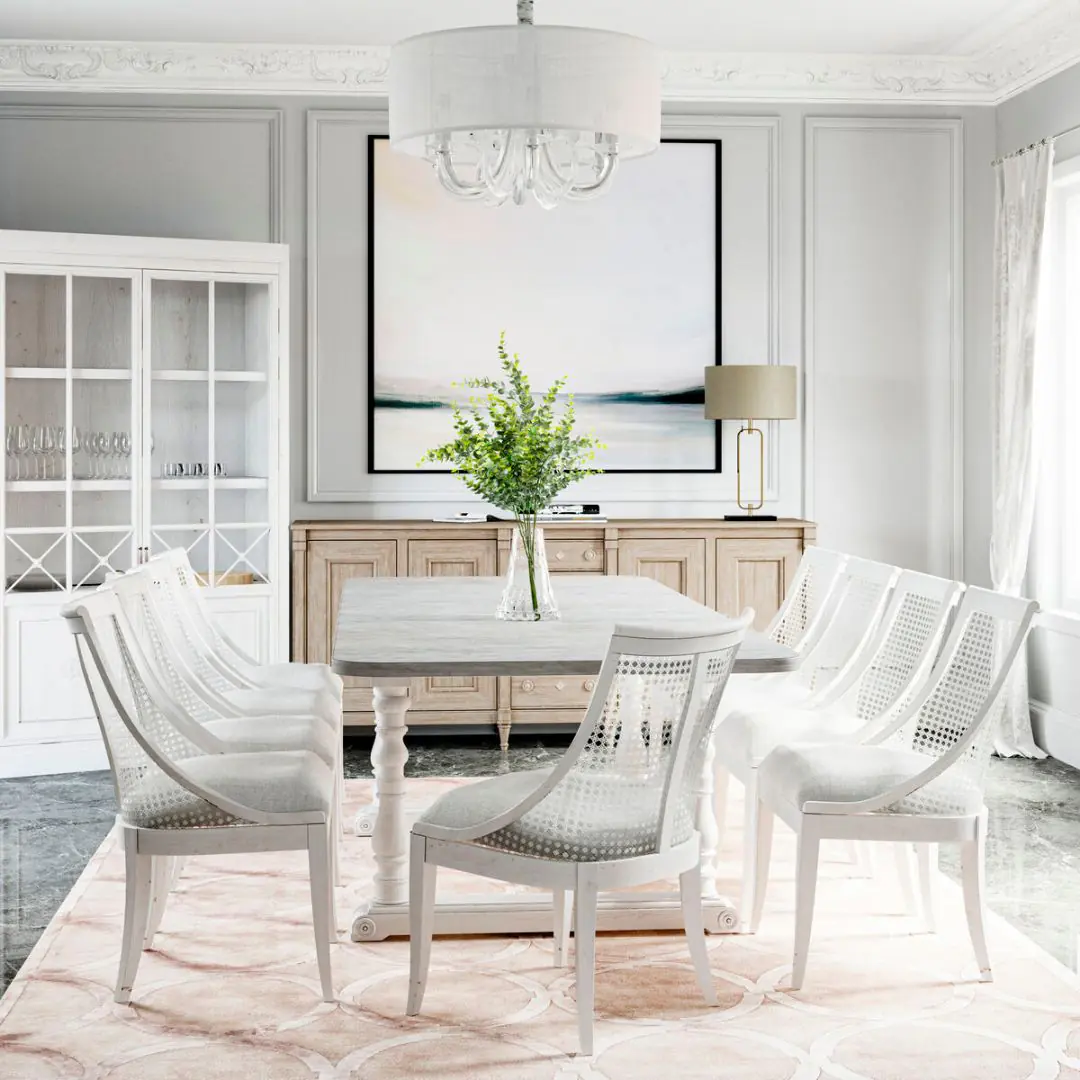 SOMERTON 延伸餐桌 暖灰_粉刷底座的雙色調-延展桌面4到8人