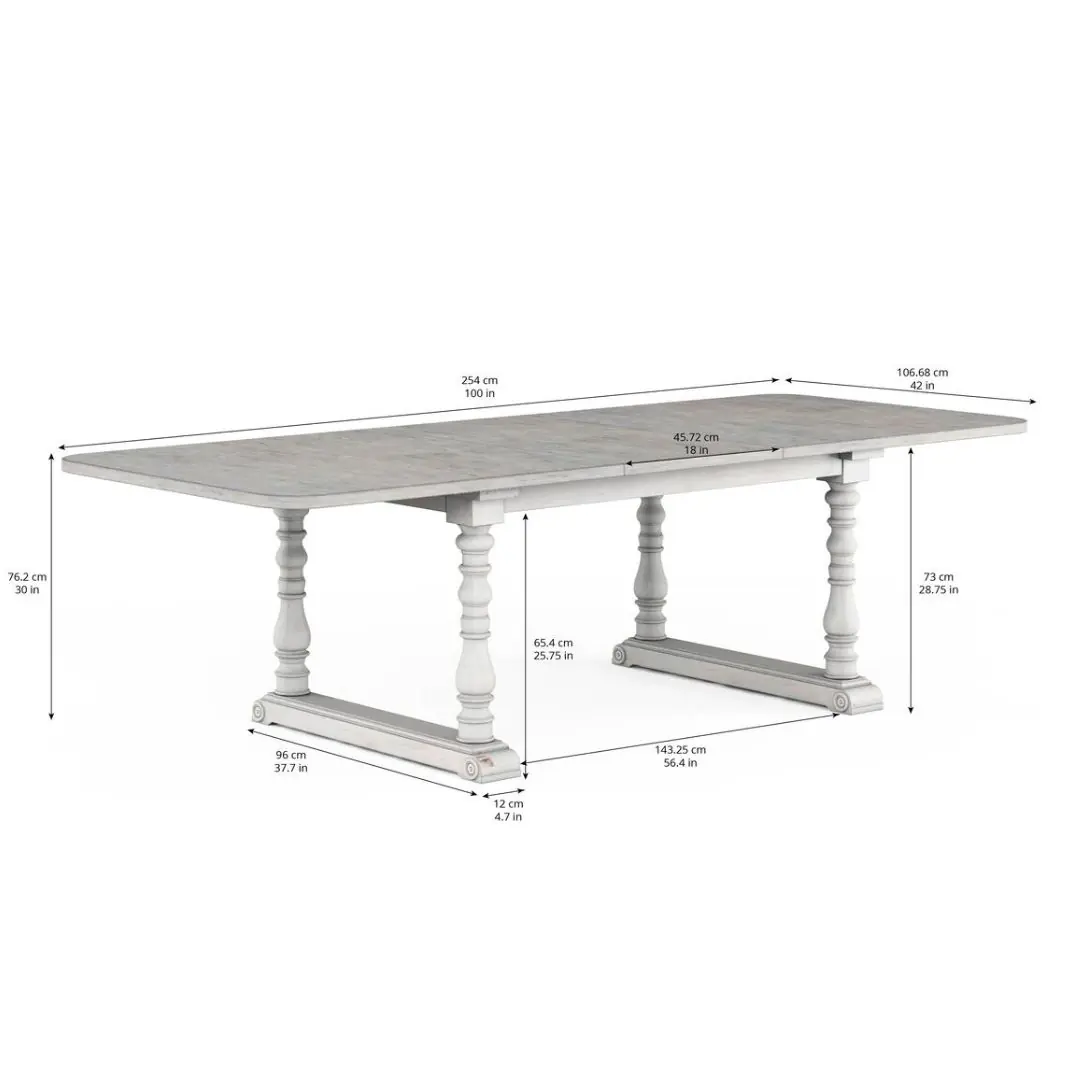 SOMERTON 延伸餐桌 暖灰_粉刷底座的雙色調-延展桌面4到8人