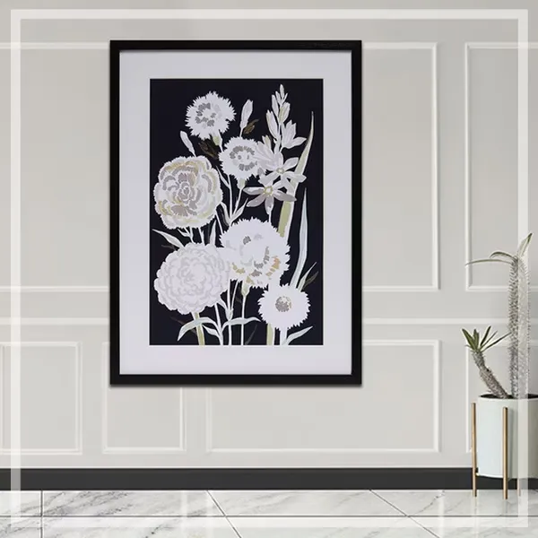 FORTUNE黑白畫飾_康乃馨與牡丹花束_掛畫