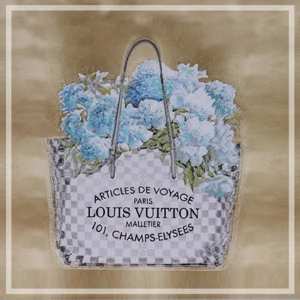 FORTUNE  有框畫  觸動少女心的LV時尚 淺藍色大理花