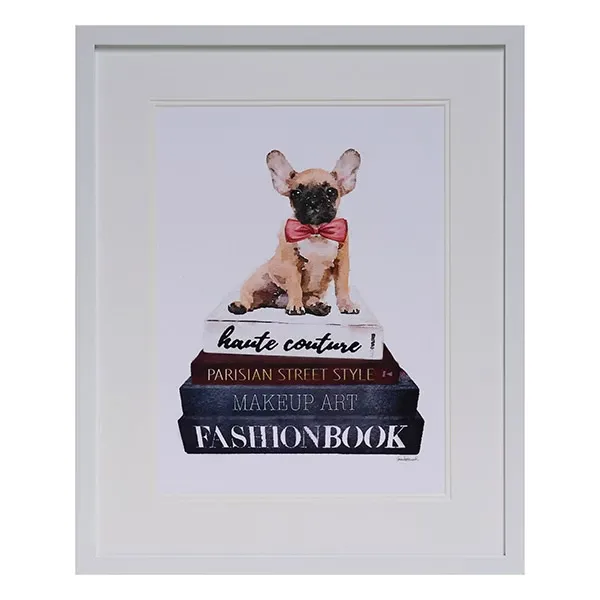 FORTUNE 有框畫法國鬥牛犬與時尚書