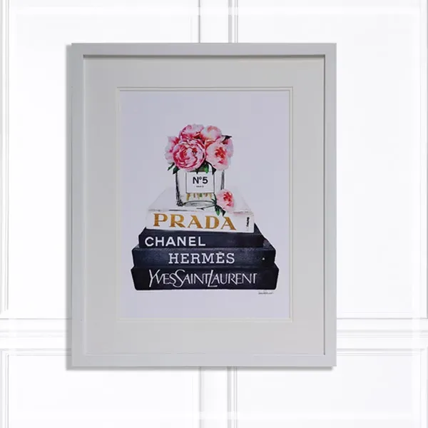 FORTUNE  有框畫 粉色牡丹與時尚書籍
