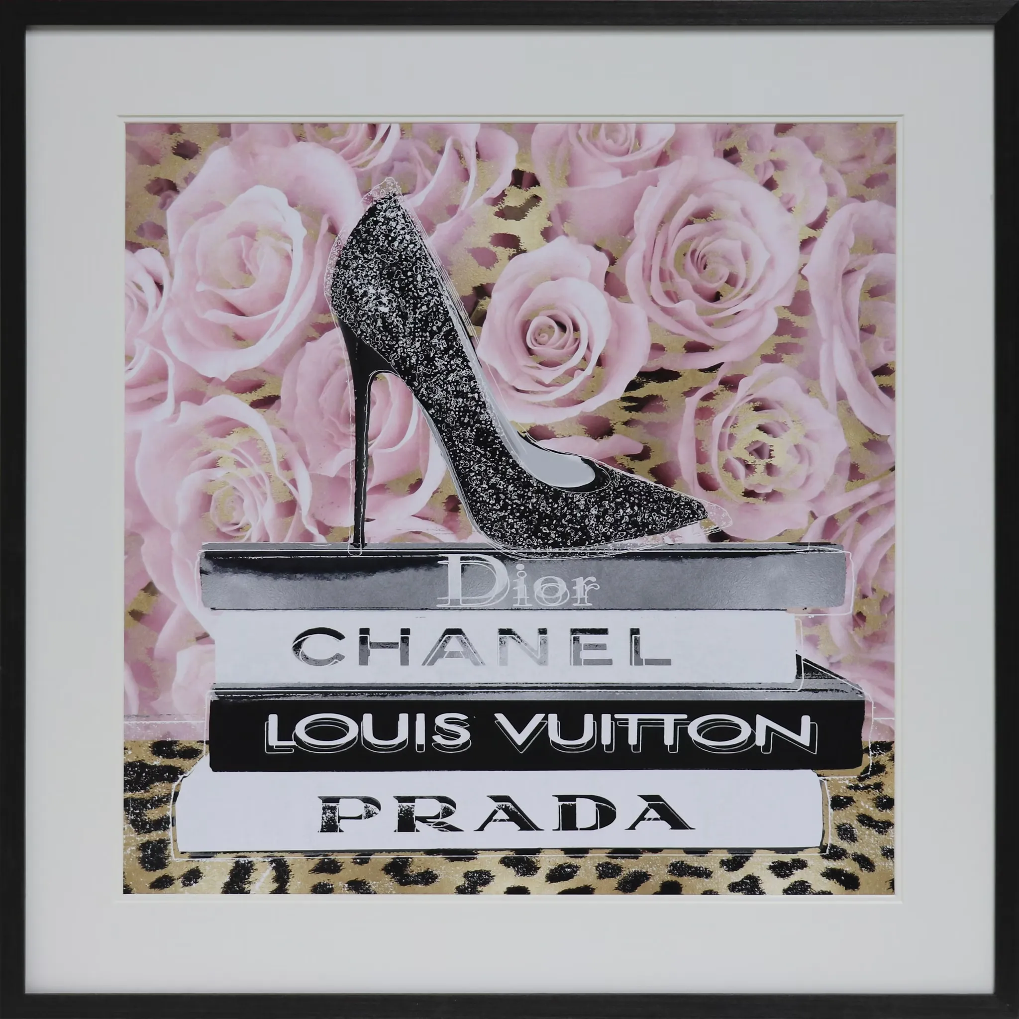 FORTUNE  有框畫 高跟鞋與精品書 粉