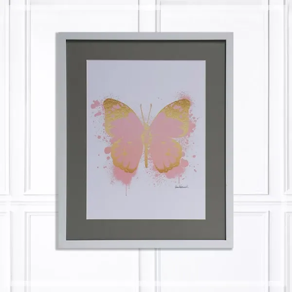 FORTUNE  有框畫  粉紅時尚潑漆蝴蝶畫風