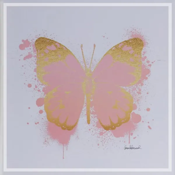 FORTUNE  有框畫  粉紅時尚潑漆蝴蝶畫風