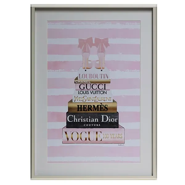 FORTUNE  有框畫 高跟鞋與精品書 條紋