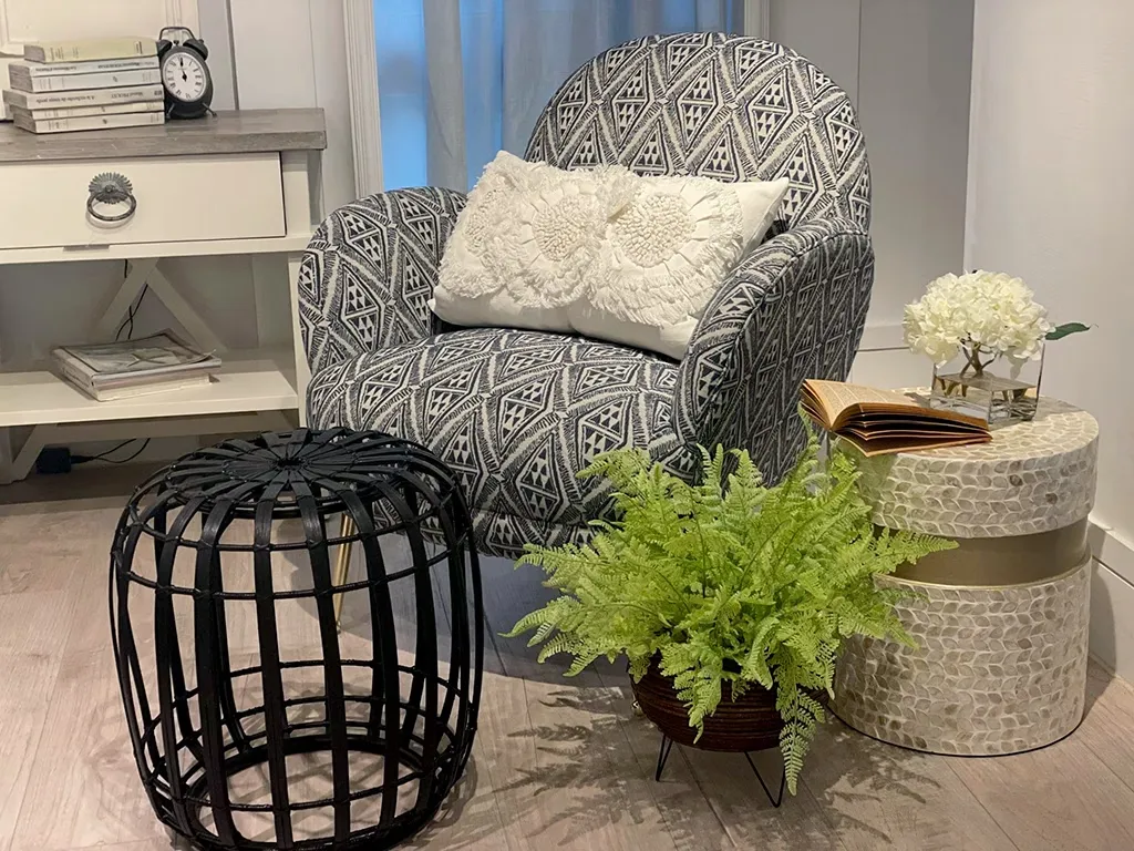 MANILA 邊桌 黑色竹籐小茶几