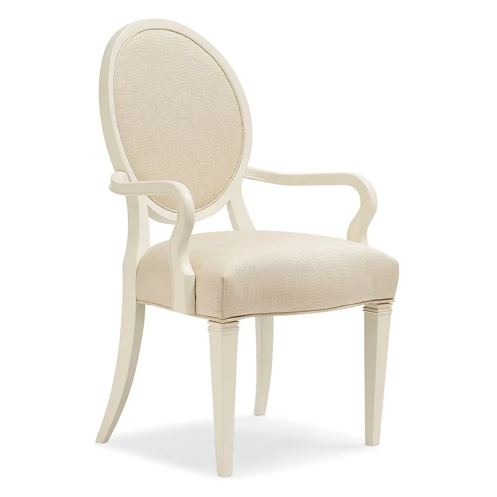 扶手餐椅-圓背/象牙色