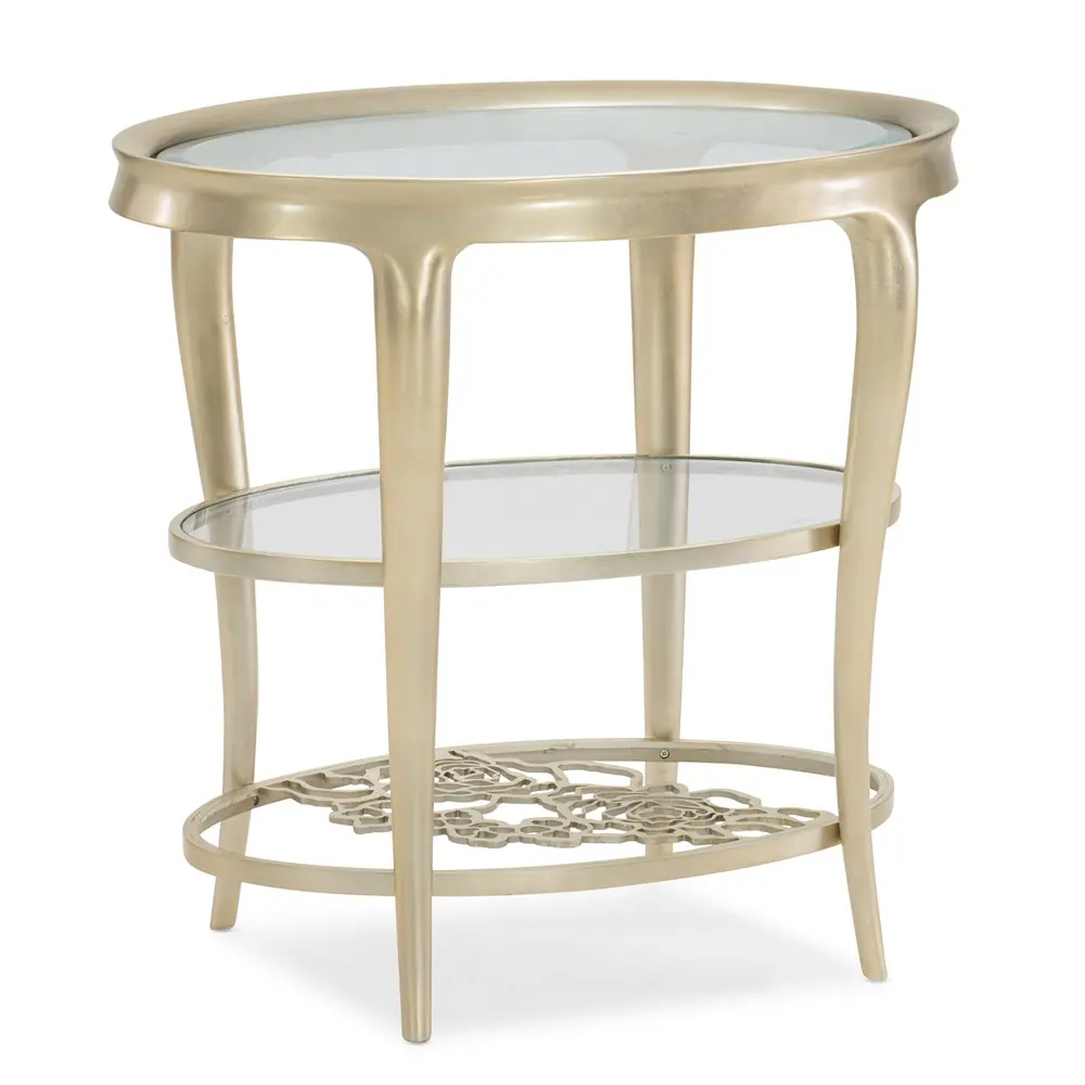 邊桌 橢圓 玻璃 幾何花卉