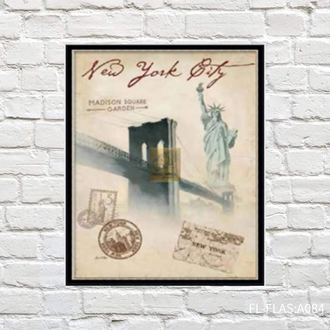 FORTUNE  有框畫 紐約自由女神/郵票風格