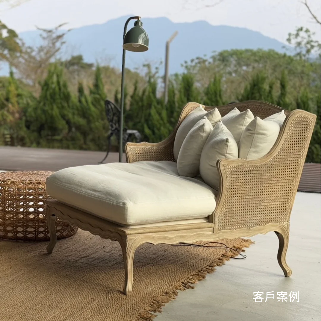 WALLACE 藤編躺椅／貴妃椅 C1378 (20) 亞麻白