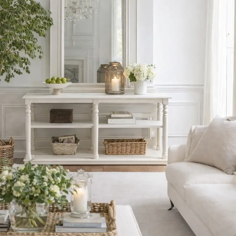 樺木白色開放式展示桌