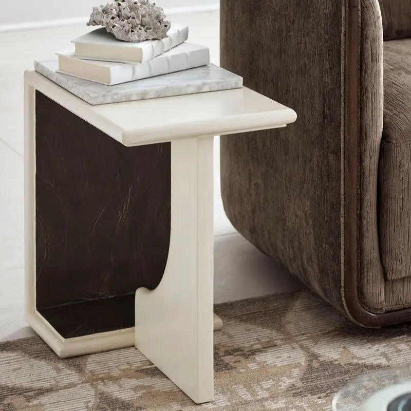 大理石邊桌 奶油色沙發邊桌 客廳搭配