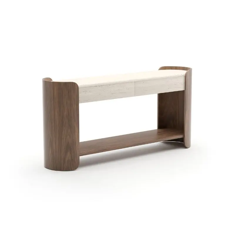 玄關桌 石材檯面 木質結構設計