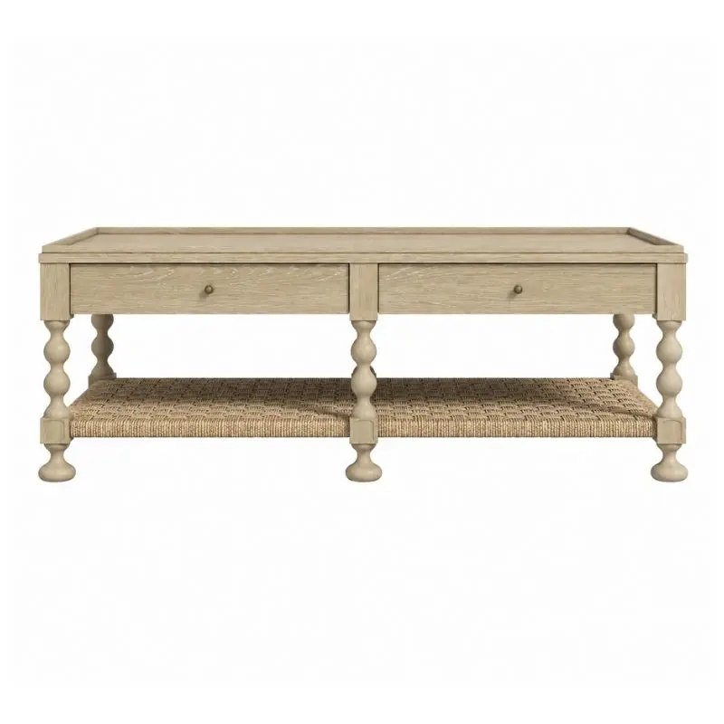 Haven Rectangular Cocktail Table|旋木桌腳與藤編收納層板茶几 Haven Rectangular Cocktail Table|旋木桌腳與藤編收納層板茶几
