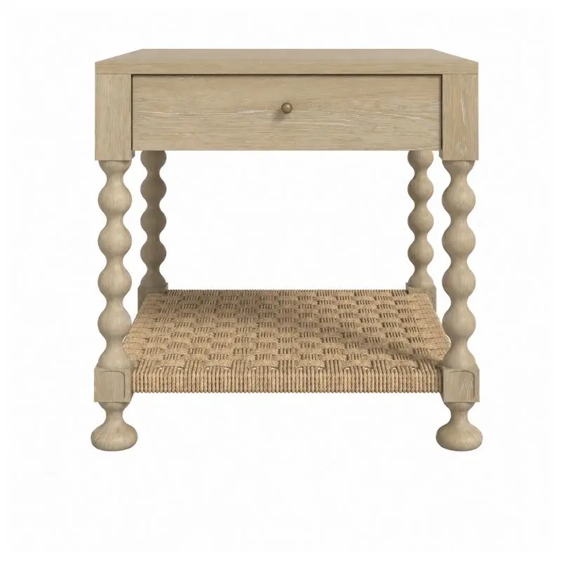 Haven Drawer End Table|旋木桌腳與藤編收納層板邊桌 Haven Drawer End Table|旋木桌腳與藤編收納層板邊桌