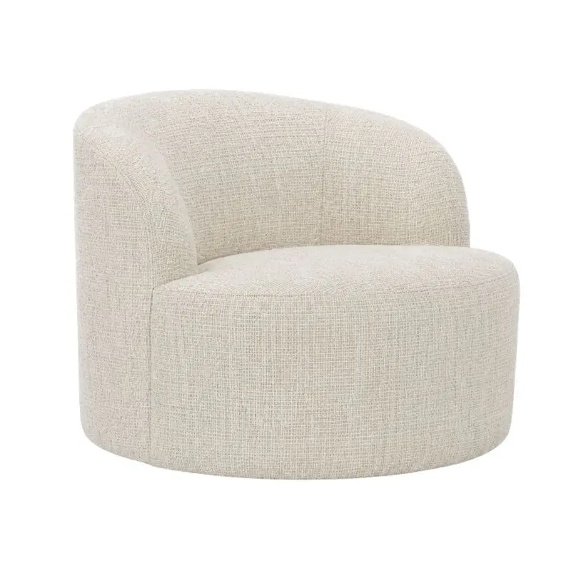 Bernhardt Elle Fabric Swivel Chair 燕麥色布旋轉單椅，採用圓弧包覆椅身與360度旋轉底座。