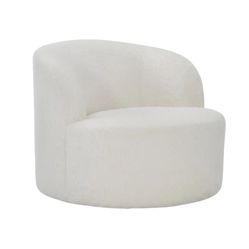 Bernhardt Elle Fabric Swivel Chair 奶油白布旋轉單椅，採用圓弧包覆椅身與360度旋轉底座。
