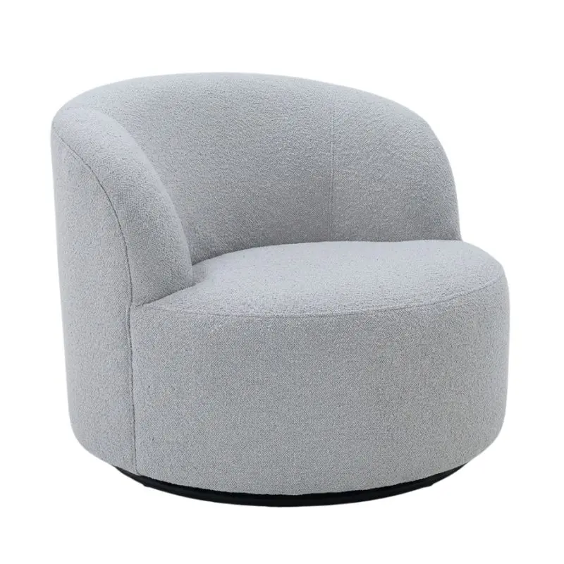 Bernhardt Elle Fabric Swivel Chair 灰色布旋轉單椅，採用圓弧包覆椅身與360度旋轉底座。